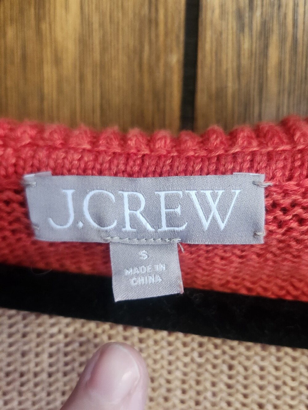 J.Crew Coral & Beige Striped Linen Cotton Hooded Sweater Size S Coastal Preppy • - Picture 3 of 5